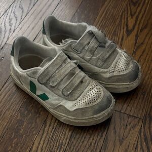 Kids White and Green Veja Sneakers